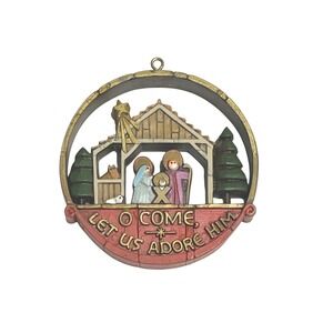 Hallmark Ornament 1977 Nostalgia O Come Let Us Adore Him Nativity